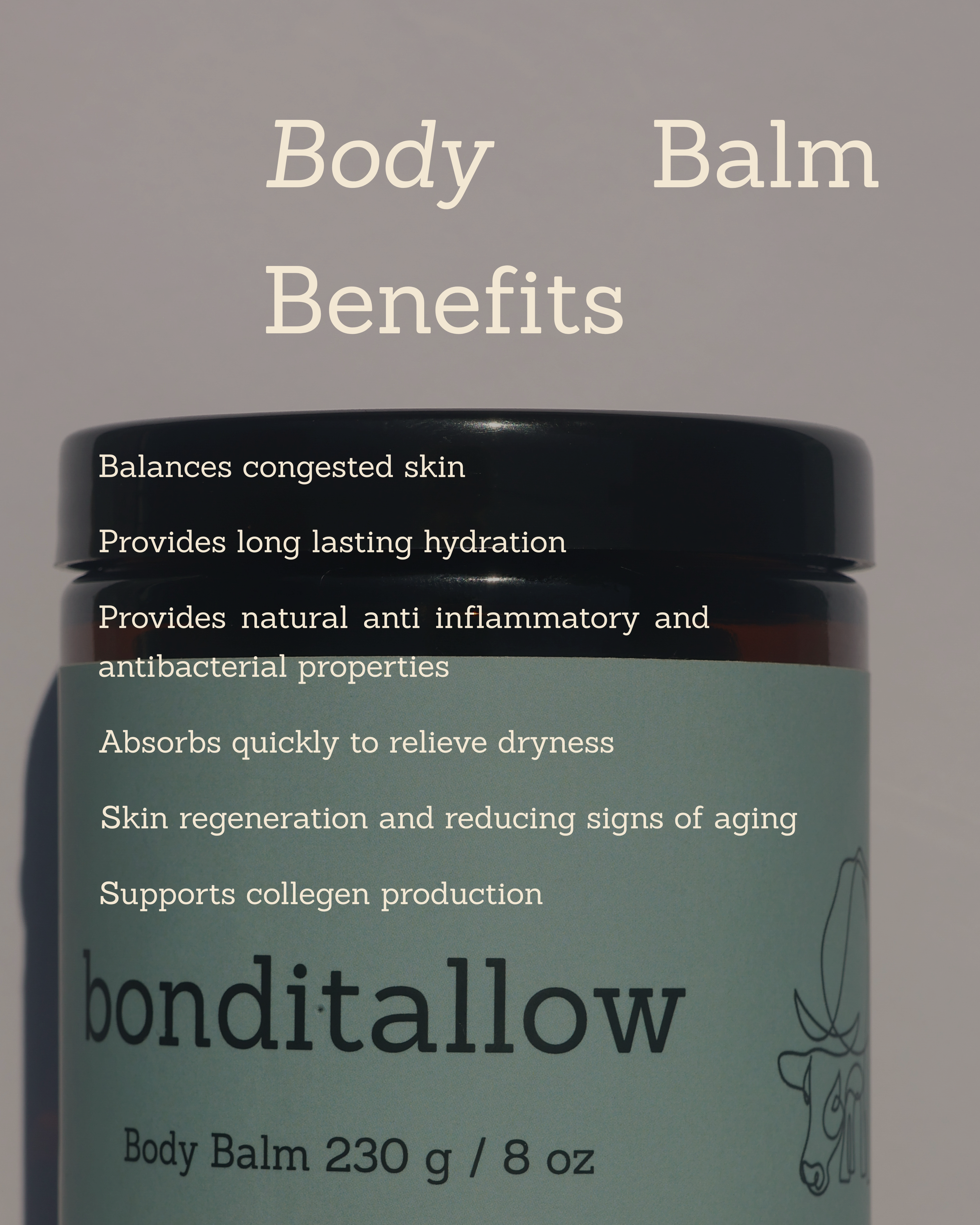 Vanilla tallow body balm for natural non-toxic skincare Australia